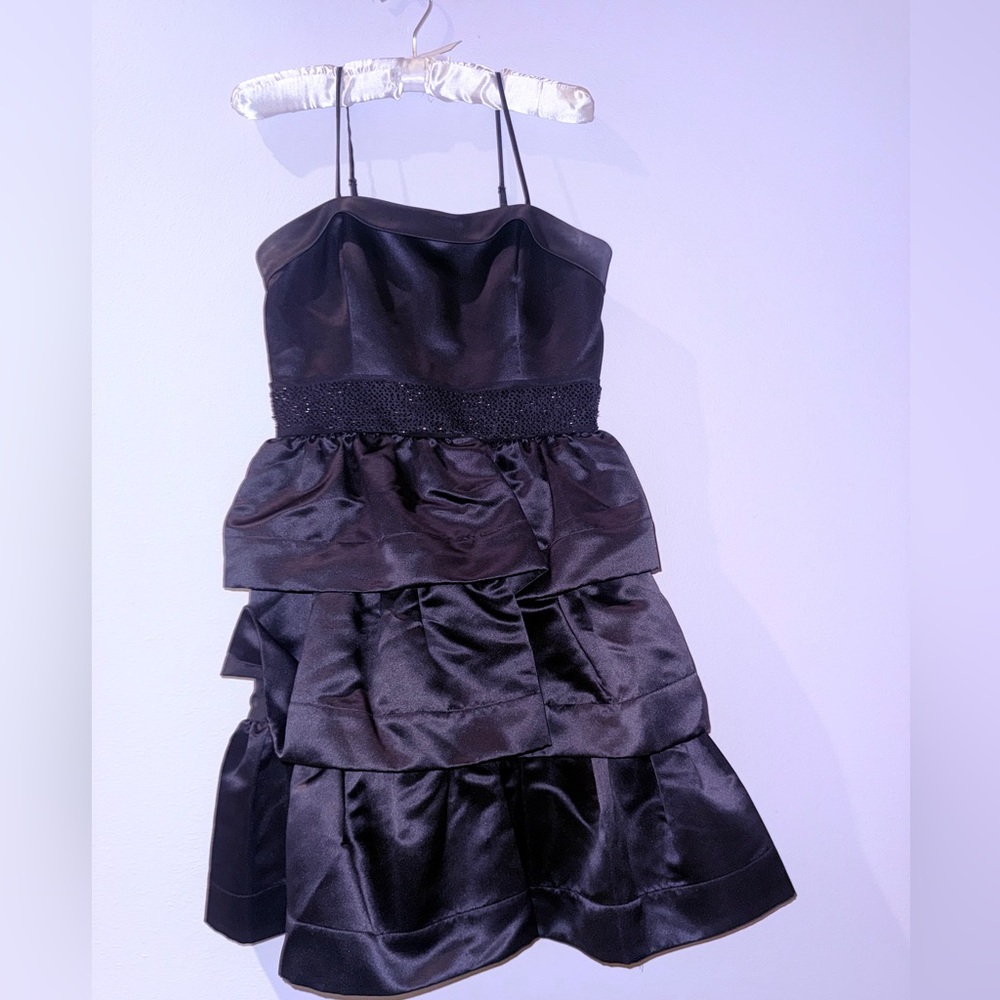 BCBG Paris black dress, size 8 Elegant Black Tiered Kids Dress
